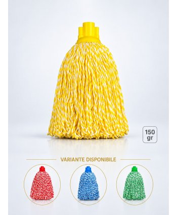 Mop cu fire lungi profesional galben din microfibră, 150 g, pentru lavoare