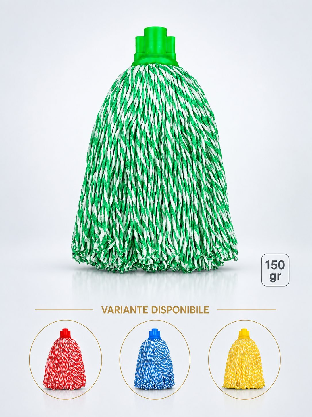 Mop cu fire lungi profesional verde din microfibră, 150 g, pentru bucătării