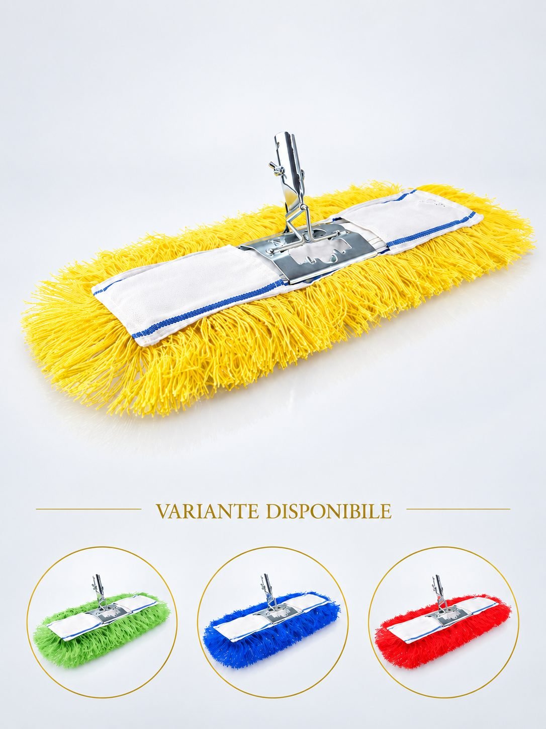 Sistem Profesional pentru Lustruire in Zone cu Risc Moderat – Mop Antistatic din Acryl + Suport Metalic, 40 cm