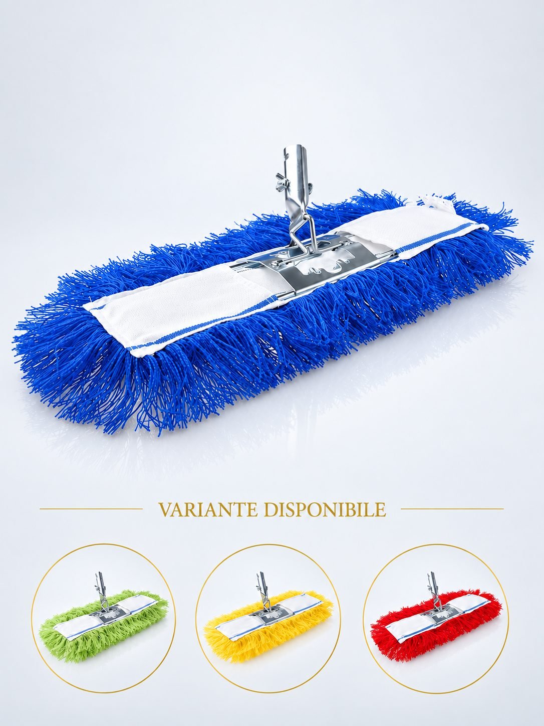 Sistem Profesional pentru Lustruire in Zone cu Risc Scazut de Contaminare – Mop Antistatic din Acryl + Suport Metalic, 40 cm