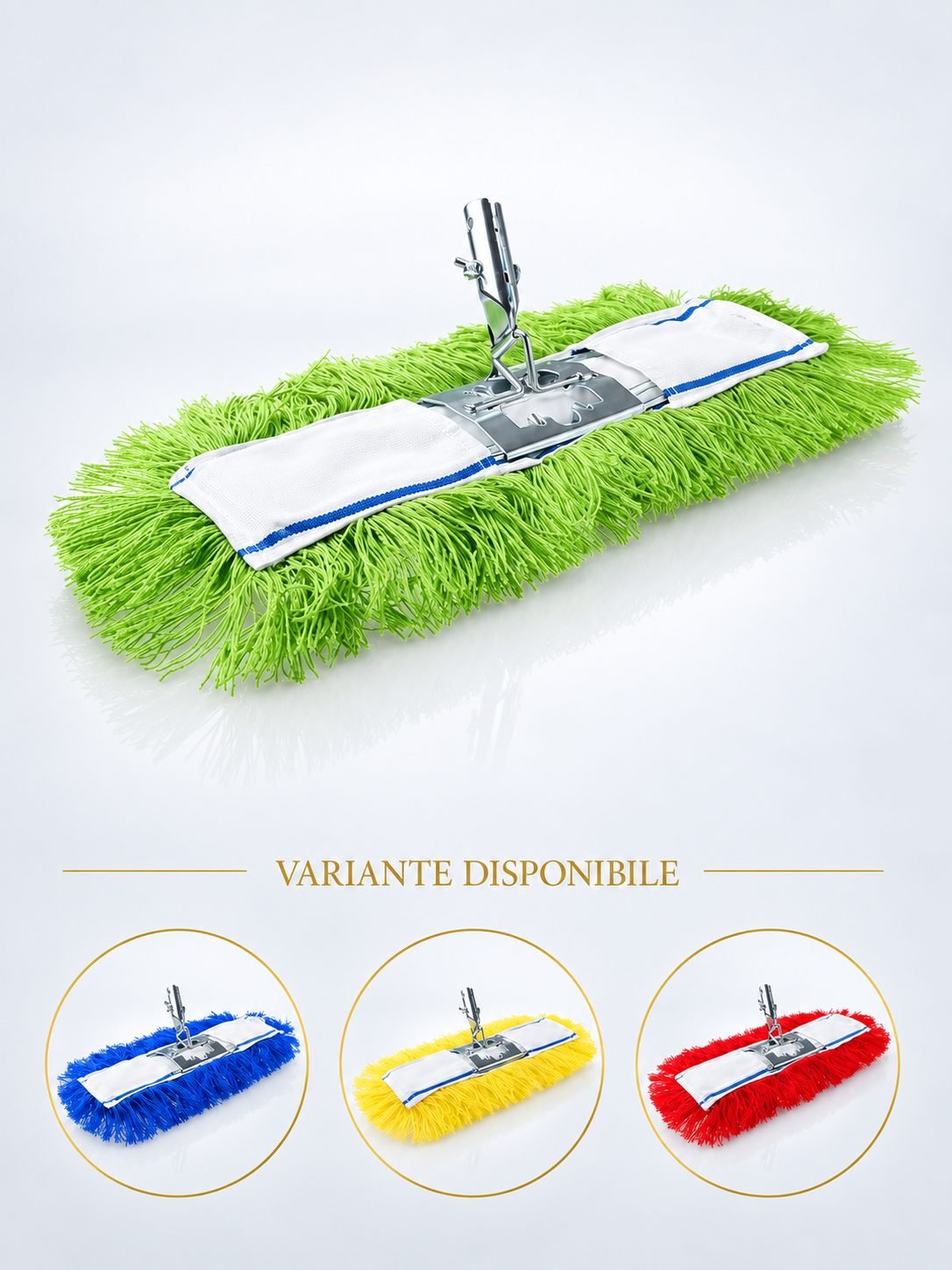 Sistem Profesional pentru Lustruire in Zone Alimentare – Mop Antistatic din Acryl + Suport Metalic, 40 cm