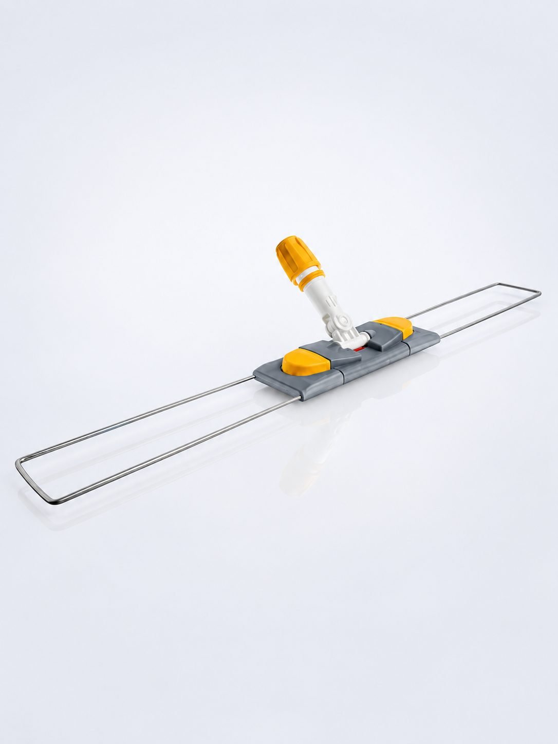 Suport metalic pentru mop plat cu buzunare, 80 cm, compatibil sistem B8, rotire 360°, conform normelor UE, galben / gri