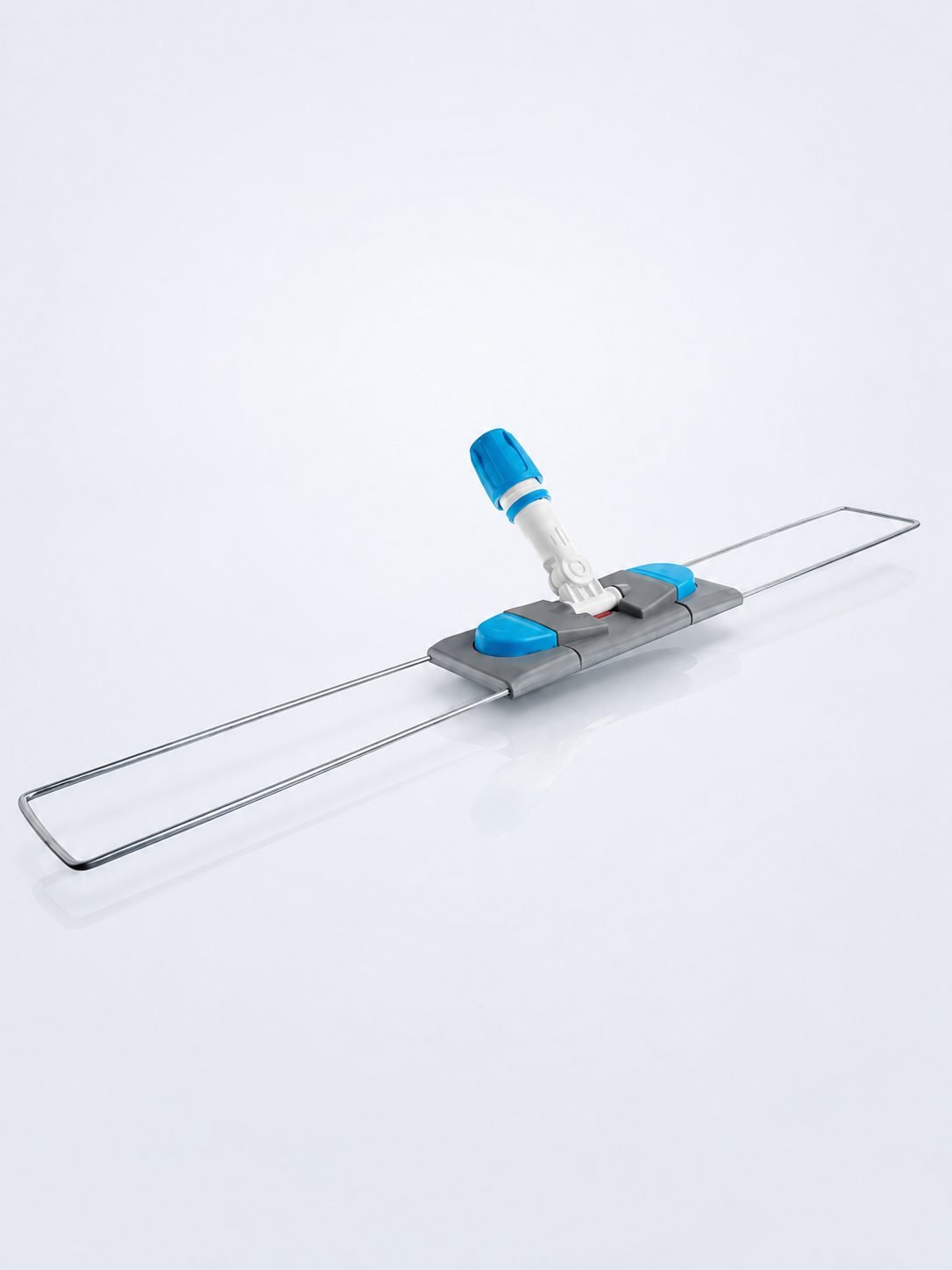 Suport metalic pentru mop plat cu buzunare, 80 cm, compatibil sistem B8, rotire 360°, conform normelor UE, albastru / gri