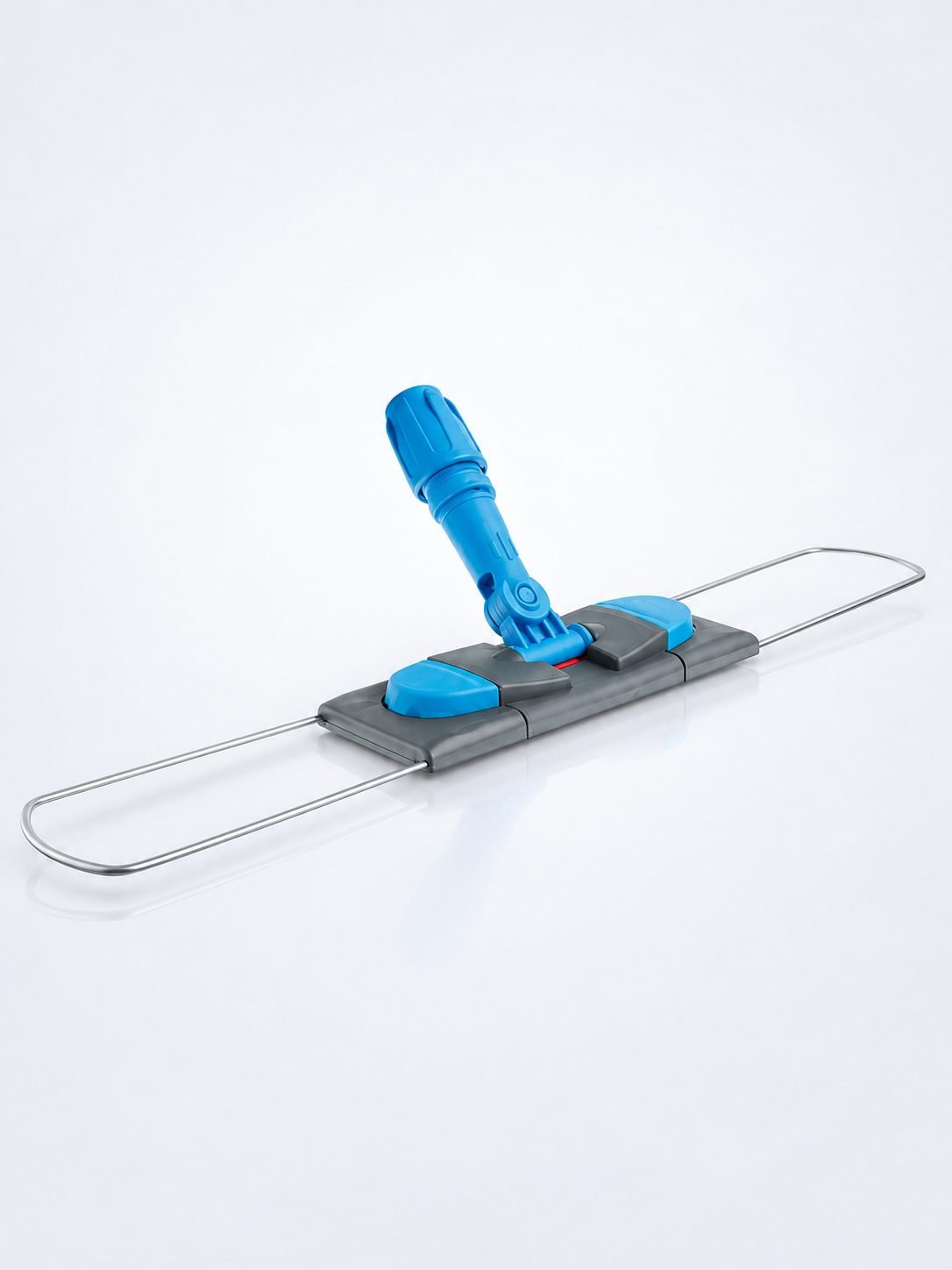 Suport metalic pentru mop plat cu buzunare, 60 cm, compatibil sistem B6, rotire 360°, conform normelor UE, albastru / gri