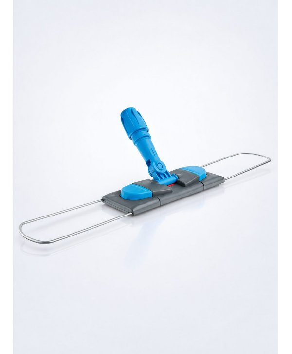 Suport metalic pentru mop plat cu buzunare, 60 cm, compatibil sistem B6, rotire 360°, conform normelor UE, albastru / gri