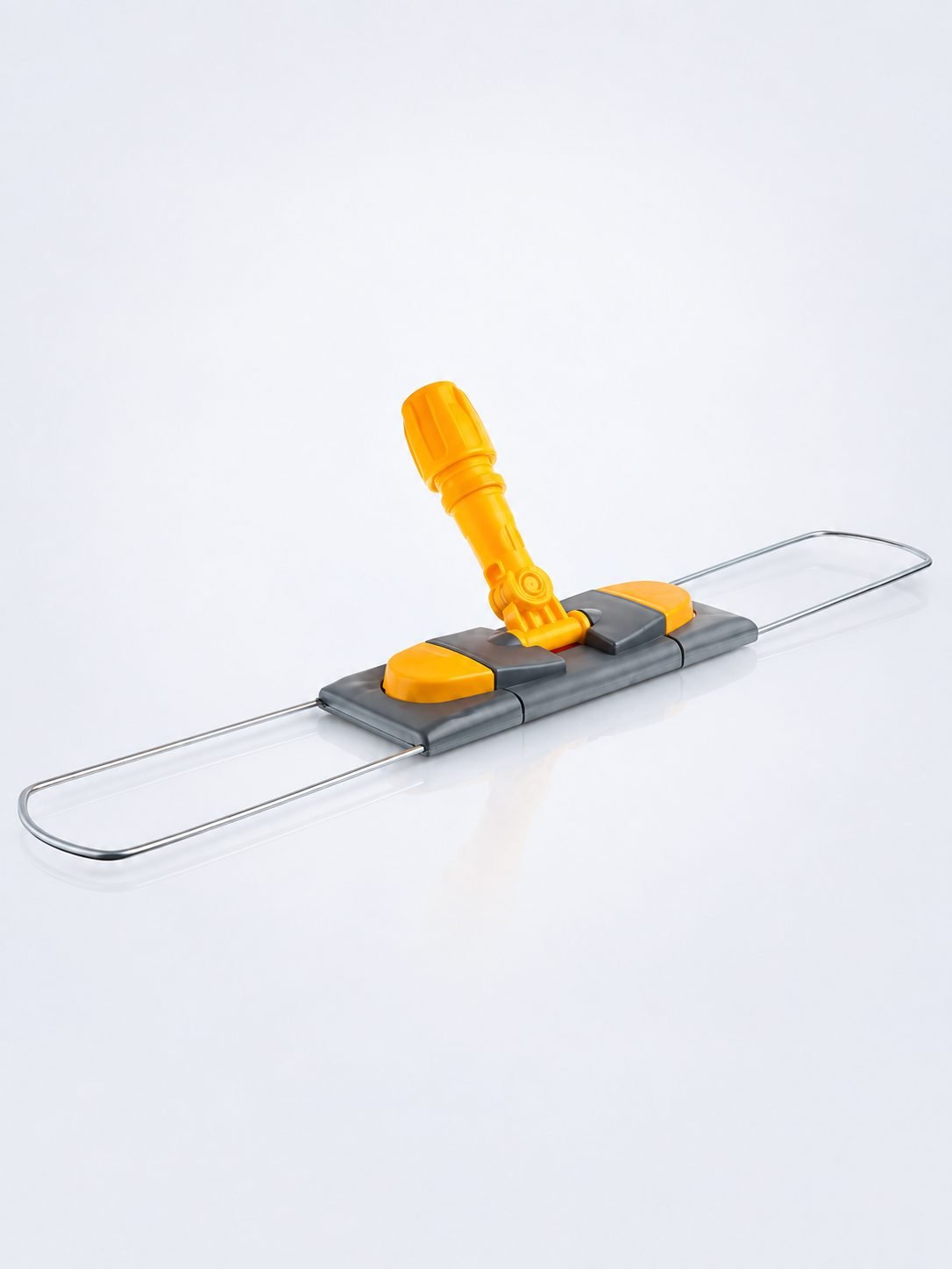 Suport metalic pentru mop plat cu buzunare, 50 cm, compatibil sistem B5, rotire 360°, conform normelor UE, galben / gri