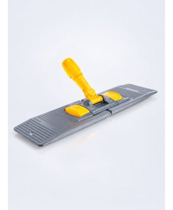 Suport pentru mop plat profesional cu buzunare, 60 cm, compatibil sistem B6, rotire 360°, conform normelor UE, galben / gri