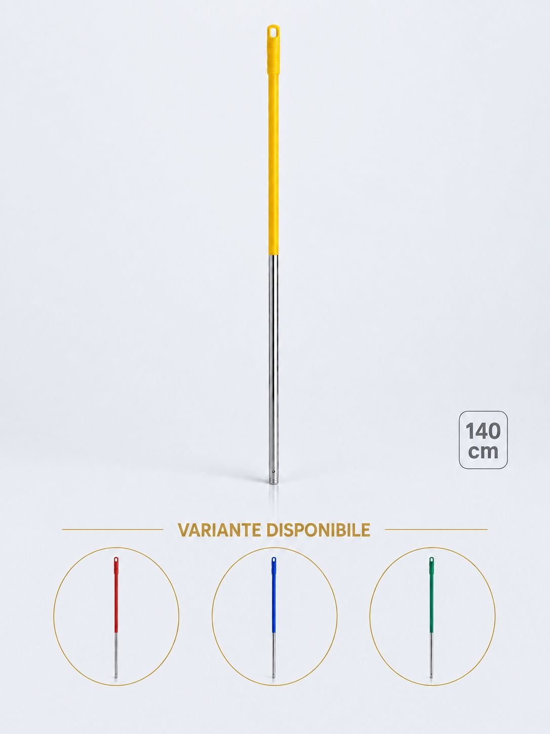 Mâner profesional galben din aluminiu 140 cm pentru mop, pentru lavoare