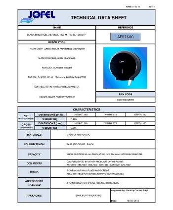 Dispenser de Hârtie Igienică Jofel SMART Negru pentru Role Jumbo – Design Modern și Funcționalitate pentru Spații Comerciale