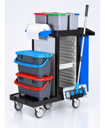 Cărucior de Curățenie Profesional ArliPlus® M73 - Compact, Complet, Organizat, Multifuncțional, Eficient