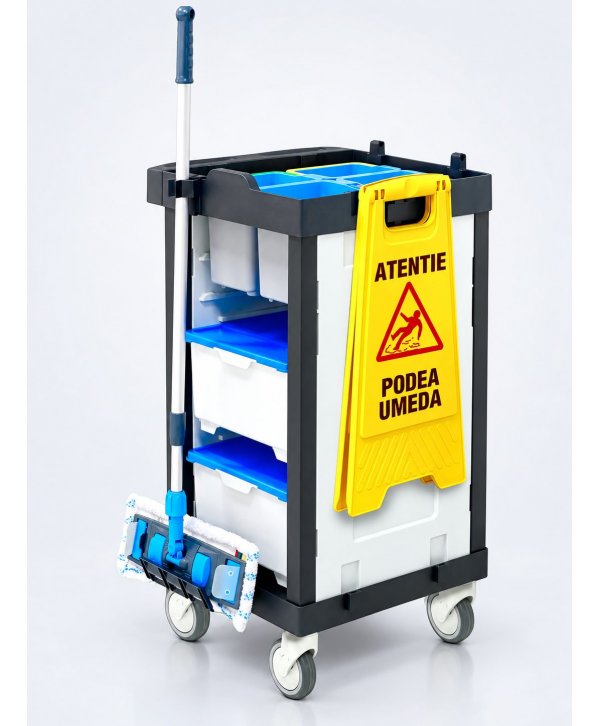 Cărucior de Curățenie Multifuncțional ArliPlus® M22 – Compact, Eficient și Ideal pentru Spațiile Medicale