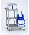 Cărucior de curățenie modular ArliPlus® M421 – compact, cu storcător, găleti 4x8L, 2x22L