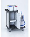 Cărucior de curățenie modular ArliPlus® M422 – compartiment închis, cu storcător, găleți 4x8L, 2x22L