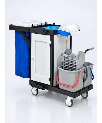 Cărucior de Curățenie Profesional ArliPlus® M57 cu Uși Magnetice si Multiple Accesorii pentru Spații Mari