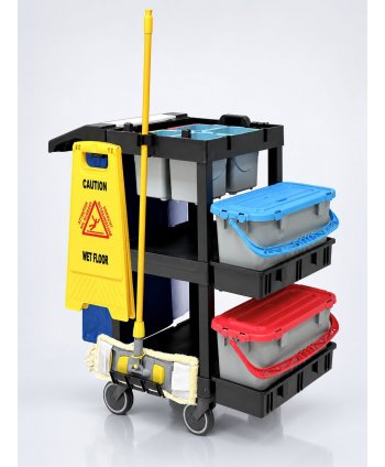 Cărucior Profesional de Curățenie ArliPlus® M706 – Organizare Eficientă pentru Mopuri si Lavete Colorate