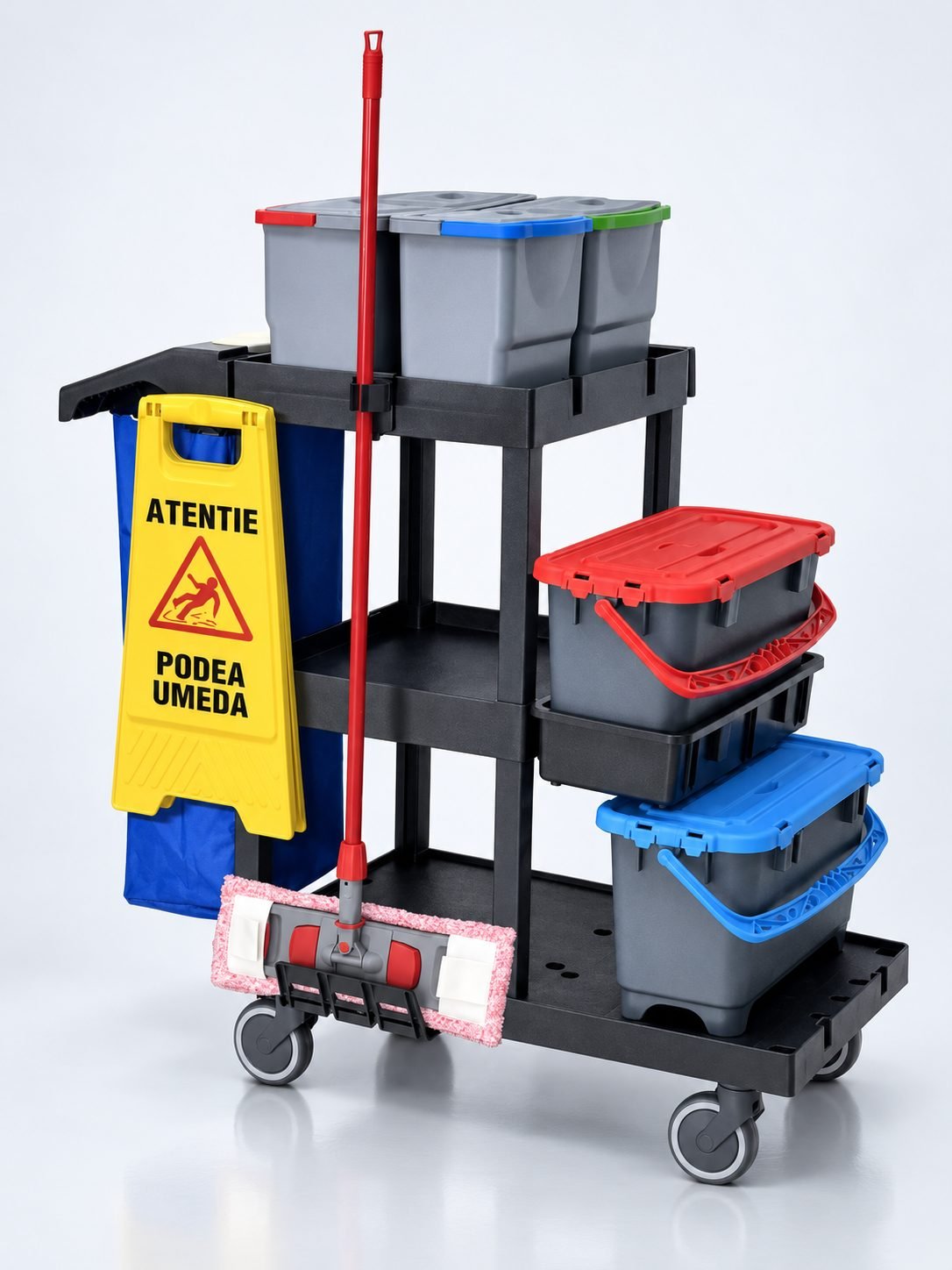 Cărucior profesional curățenie ArliPlus® M705 – Versiune optimizată pentru eficiență și spațiu extins de depozitare