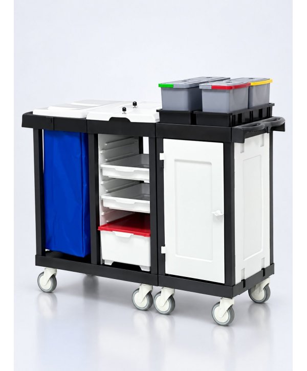 Cărucior de Curățenie Modular ArliPlus® M123 – Organizare Profesională și Siguranță Avansată