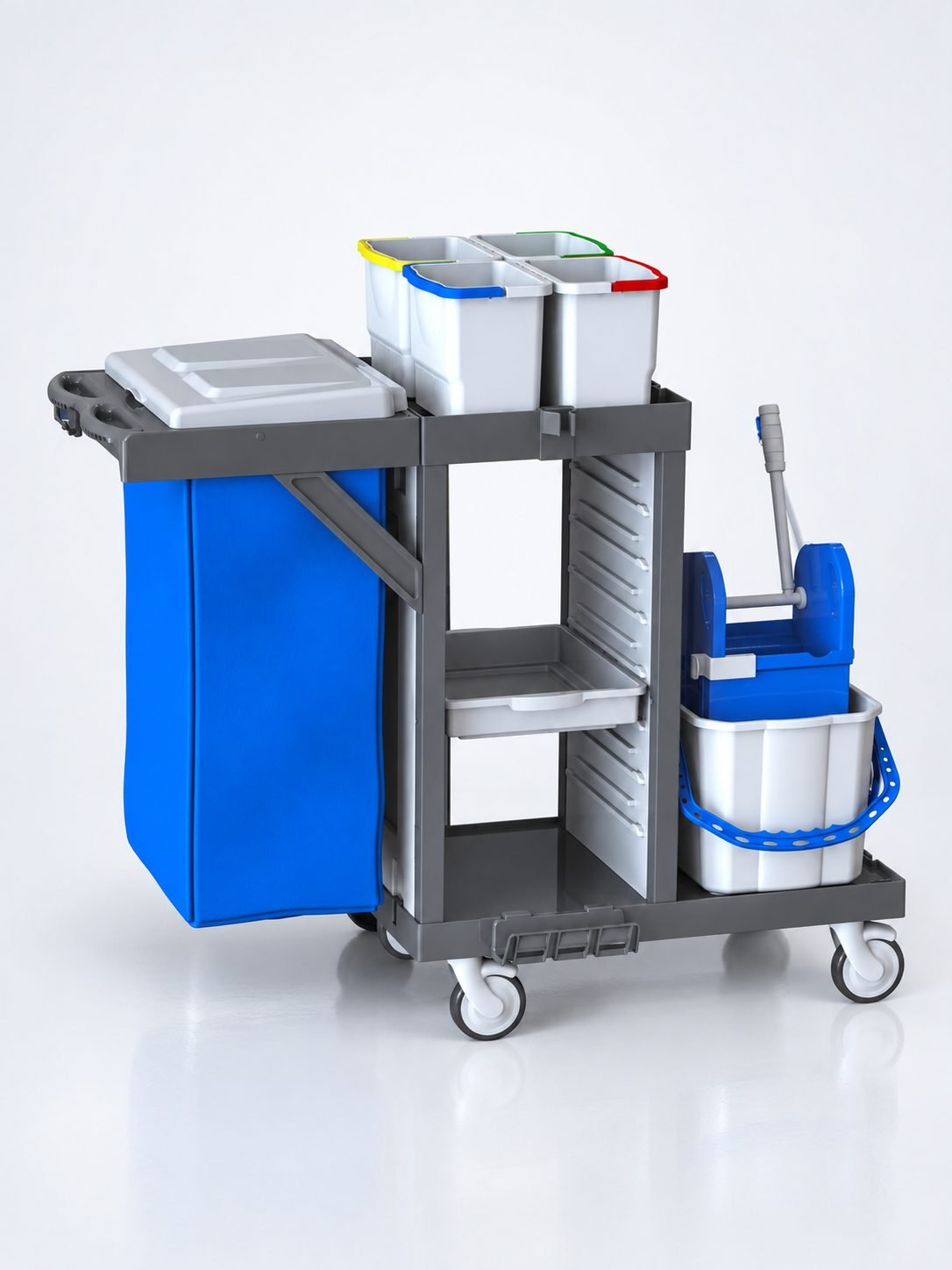 Cărucior de Curățenie Profesional ArliPlus® M581 Separare fizică a zonelor. Acces rapid. Igienă controlată.