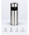 Scrumieră exterior cu coș de deșeuri 22 L din inox, H 60 cm