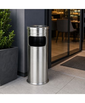 Scrumieră exterior cu coș de deșeuri 22 L din inox, H 60 cm