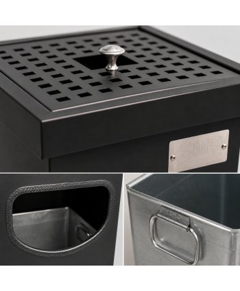 Coș metalic cu scrumieră pentru exterior 30 L, negru mat