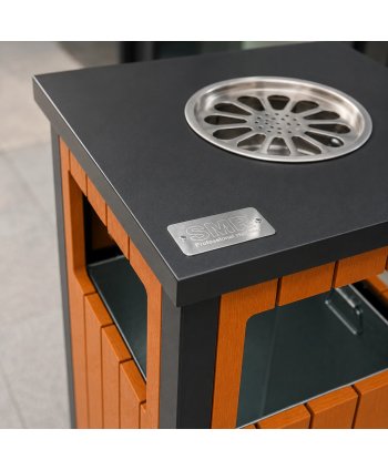 Coș stradal urban compact 42 L cu scrumieră, pentru parcuri și spații publice