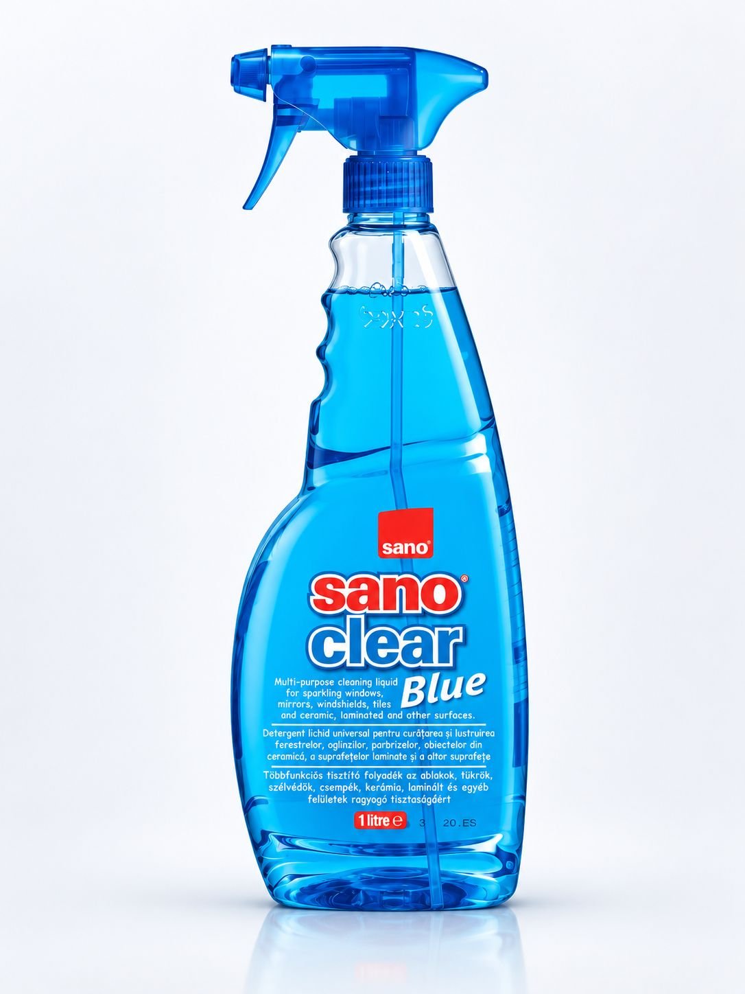 Sano Clear Blue 1L – Detergent Profesional pentru Geamuri și Suprafețe Lucioase