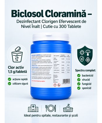 Biclosol – Dezinfectant Clorigen Efervescent de Nivel Înalt cu Spectru Larg de Actiune – 300 Tablete
