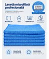 Pachet 5 lavete microfibră PREMIUM PROFESSIONAL 40×40 cm, 53 g – Albastru pentru Spații Administrative și Zone Comune