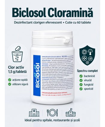 Biclosol – Dezinfectant Clorigen Efervescent de Nivel Înalt cu Spectru Larg de Actiune – 60 Tablete