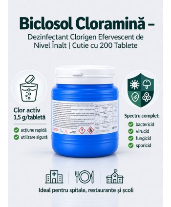 Biclosol – Dezinfectant Clorigen Efervescent de Nivel Înalt cu Spectru Larg de Actiune – 200 Tablete