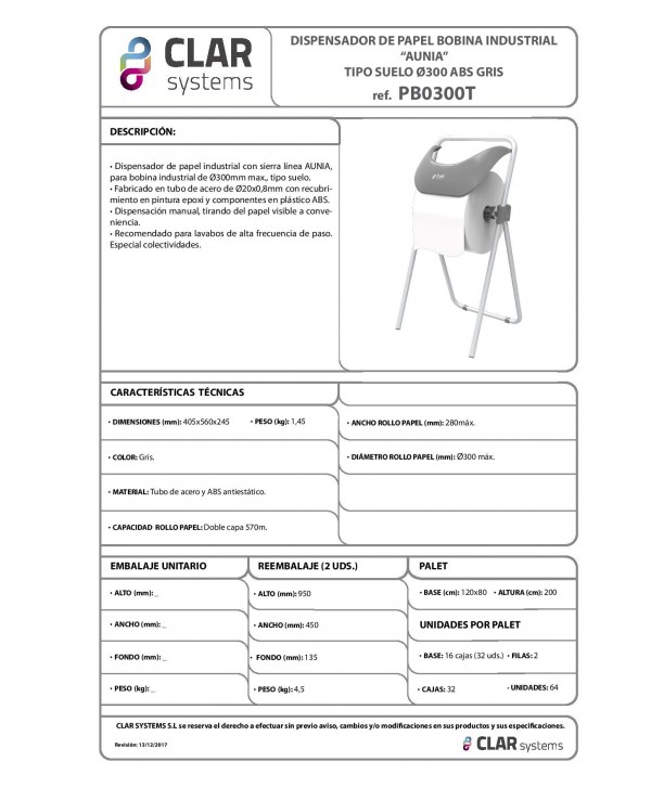 Dispenser industrial de podea din metal si plastic Clar Systems – Stabilitate și eficiență pentru role mari de hârtie Dispenser industrial de podea din metal si plastic Clar Systems – Stabilitate și eficiență pentru role mari de hârtie