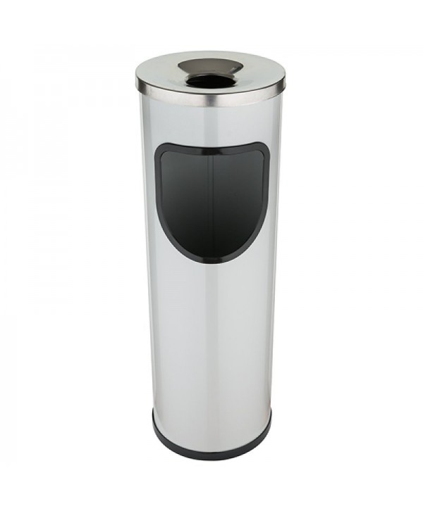 Cosuri de gunoi, containere si pubele - - 🚮 Coș de Gunoi Exterior cu Scrumieră 25L Jofel – Gri Inox, Rezistent la Intemperii și Vandalism - arli.ro