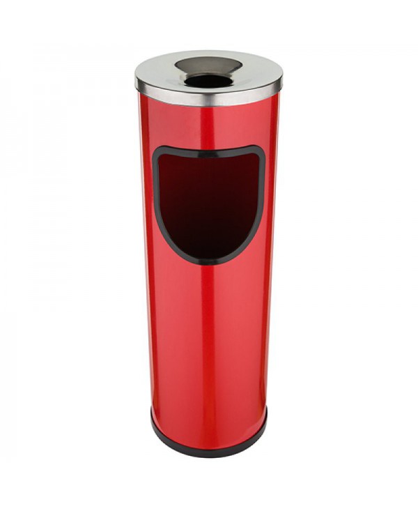 Cosuri gunoi colectare selectiva - - Cos de gunoi din otel, scrumiera din inox, vopsea cu polimeri, antivandalism, anti intemperii, rosu, volum 25 litri, Jofel - arli.ro