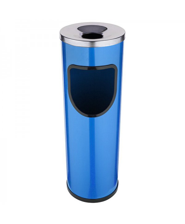 Cosuri gunoi cu scrumiera - - Cos de gunoi albastru cu scrumiera din INOX - 25 litri - arli.ro