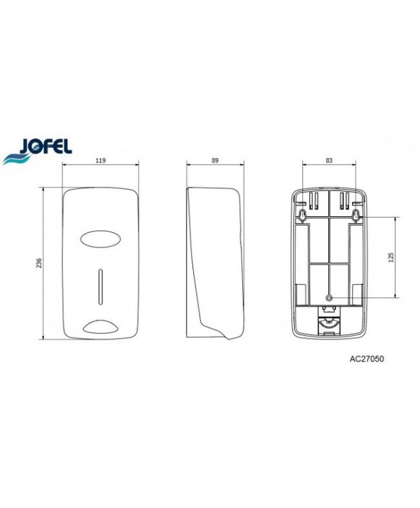 Dozator sapun lichid Jofel SMART, capacitate 1000 ml, vizor de nivel, ABS de inalta calitate, inchidere cu cheie, alb