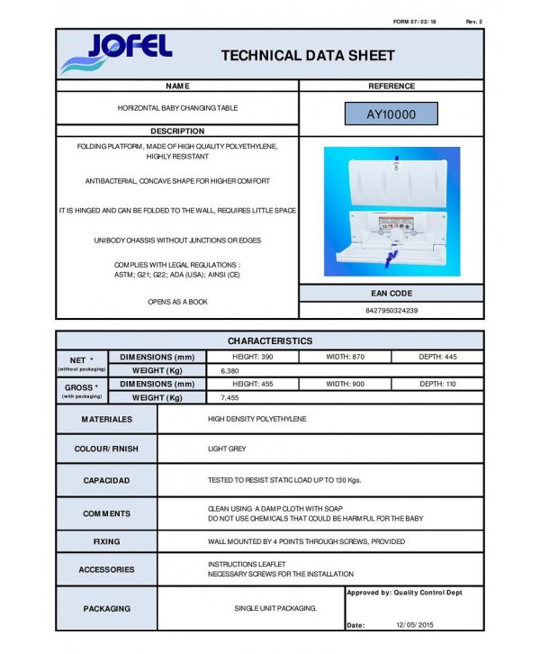 Masă Profesională pentru Schimbat Scutece 👶 Jofel – Deschidere Orizontală - Siguranță, Igienă și Durabilitate la Superlativ