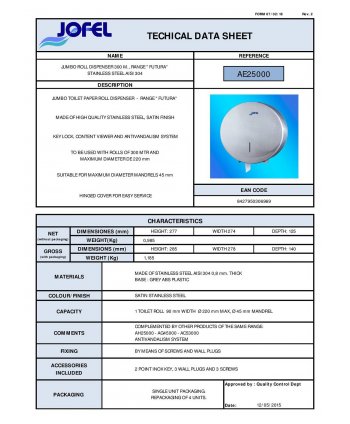 Dispenser Premium 💎 de Hârtie Igienică Jofel, Inox Satinat Antivandalism – Eleganță și Funcționalitate în Spațiile Premium