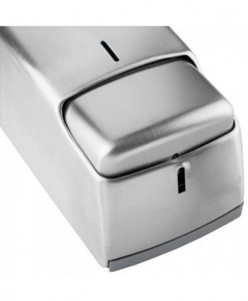 Dozator din inox satinat pentru sapun lichid din gama Jofel Futura, antivandalism, design minimalist, calitate premium