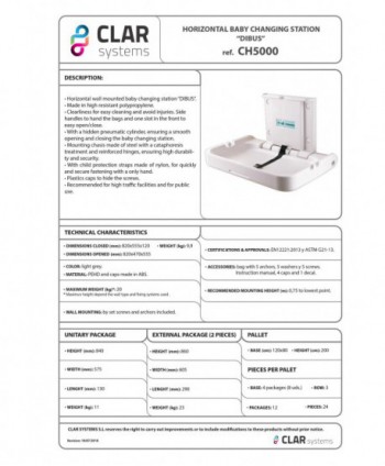 Masă Profesională pentru Schimbat Scutece 👶 Clar Systems, tratată antibacterian, amortizor pneumatic, centură de siguranță