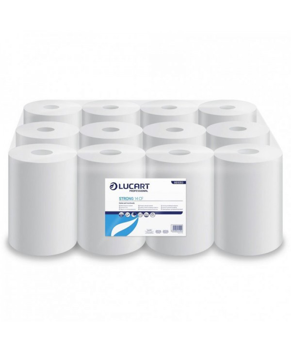Consumabile hartie - - Prosoape de hartie tip rola, 2 straturi, 100% celuloza, albe, 59 metri, 255 portii, Lucart 861093, pachet 12 role - arli.ro