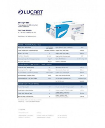 Prosoape de hartie pliate pt maini, 2 str, 100% celuloza, albe, 3000 buc, 20 pach x 150 servetele, 23 x 25 cm, Lucart 863060