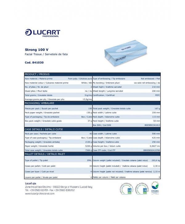 Șervețele faciale extrafine Lucart 100 buc – Delicatețe și Performanță Premium