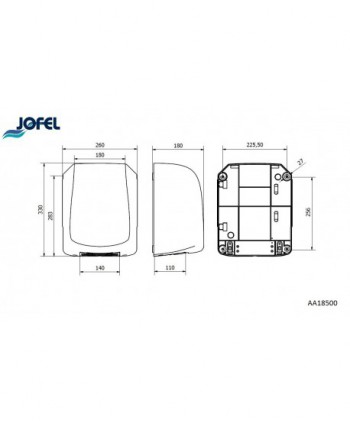 Uscator de maini Jofel AVE inox satinat – antivandal, HEPA, zone umede