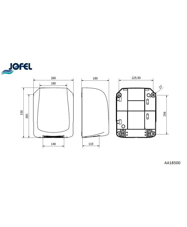 Uscator de maini Jofel AVE inox satinat – antivandal, HEPA, zone umede Uscator de maini Jofel AVE inox satinat – antivandal, HEPA, zone umede