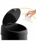 Cosuri gunoi - Cos de gunoi premium din metal, deschidere / inchidere automata cu senzor, 30 litri, negru mat, 4 baterii AA, buton ON/OFF - arli.ro