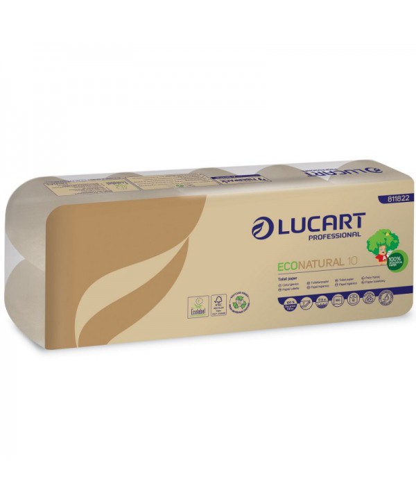  Hartie igienica - - Hartie igienica 100% ecologica din fibre de celuloza Fiberpack®, pachet 10 role x 160 portii, Lucart EcoNatural - arli.ro