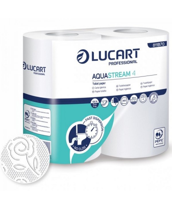 Consumabile hartie - - 4 🧻 Hârtie Igienică Lucart AquaStream💧– Dizolvare in 7 Secunde - Soluția Revoluționară care NU Infundă Toaleta! - arli.ro