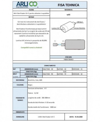 🔬 Mini Sterilizator UV-C USB-C – Scutul Personal Împotriva Microbilor Oriunde Te Afli