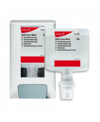  Dozatoare si statii de dezinfectare - Dozator alb manual + 2*1300 ml Gel dezinfectant Diversey Soft Care MED - arli.ro